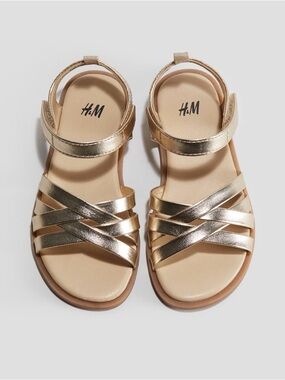 H&M Kids Metallic Gold Cross-Strap Sandals